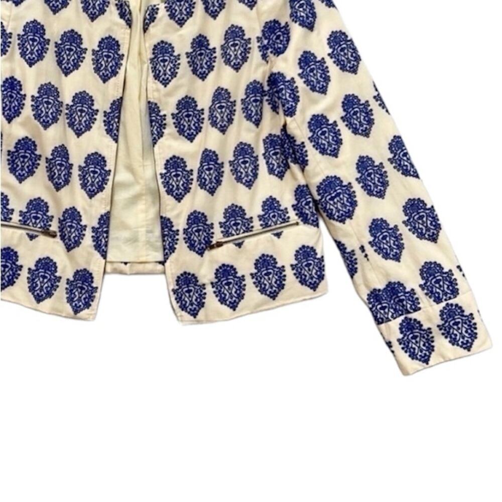 J.Crew cropped cotton embroidered filigree zip jacket size 8 - Picture 9 of 9